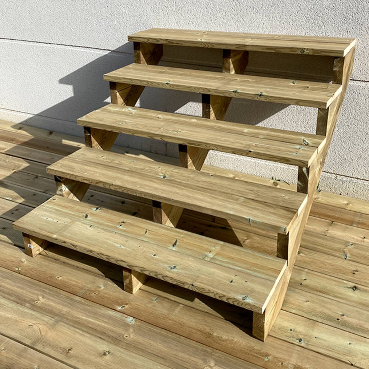 BERLIN Escalier extérieur bois 5 marches H 88cm L-120cm - sans contre marche - Image 2
