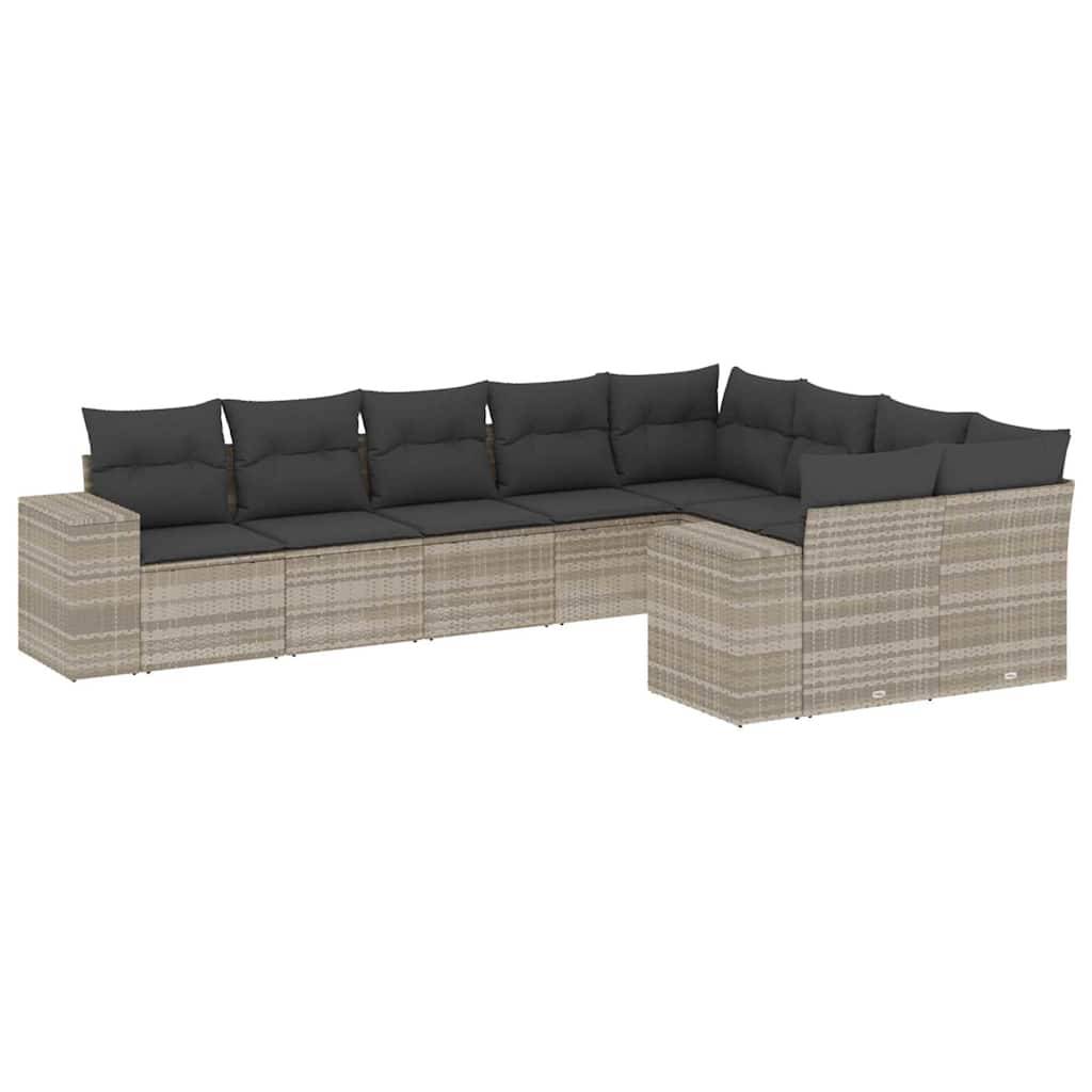 Canapé d'angle de jardin 9 places résine tressée modulable avec fauteuils pour grande terrasse Gris clair – ComfortXL Outdoor Living - Image 2