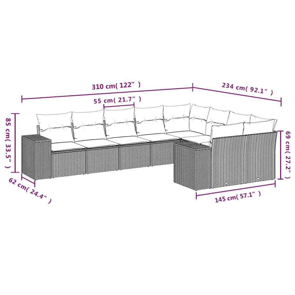 Canapé d'angle de jardin 9 places résine tressée modulable avec fauteuils pour grande terrasse Gris clair – ComfortXL Outdoor Living - Image 7