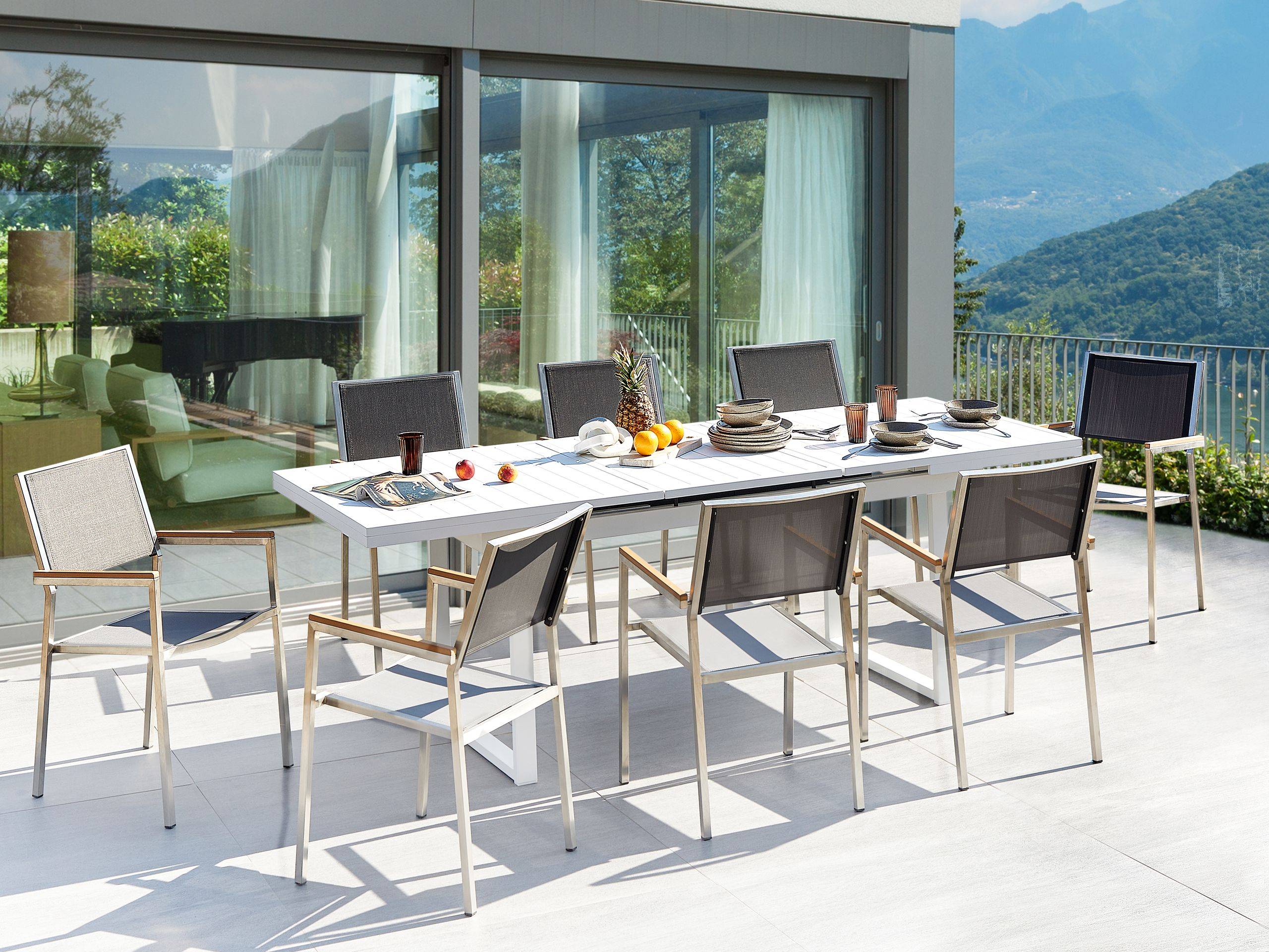 Beliani - Set de salle à manger, 8 Personnes Aluminium Gris/blanc VALCANETTO/GROSSETO - Beliani - Imagen 1