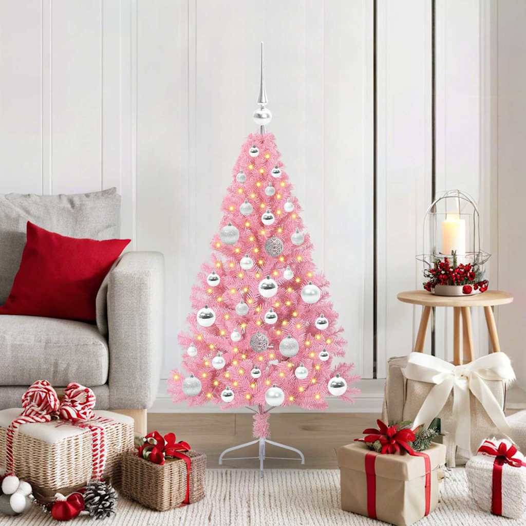 Vidaxl - Sapin de Noël artificiel pré-éclairé Rose 120 cm PVC vidaXL 3397055 - Image 1