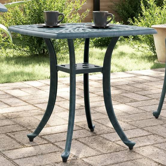 Table de jardin aluminium coulé vert 53 x 53 x 53 cm, Poids :4.55kg - PANGIVO - Image 1