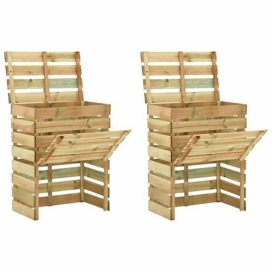Composteur de jardin bois de pin vert 80 x 50 x 100 cm, poids:30kg - PANGIVO - Image 1