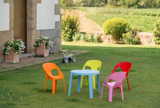 Set 2+1 chaises-table pour enfants intérieur, extérieur rose RITA garbar - Image 4