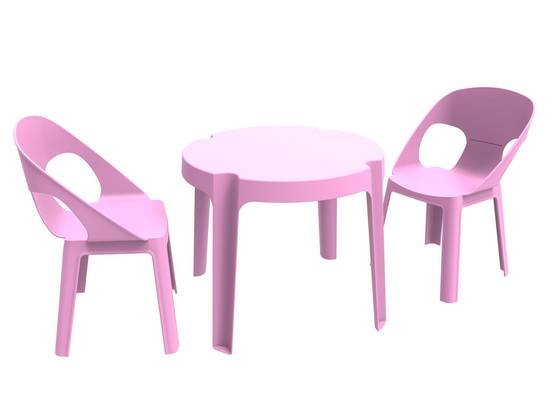 Set 2+1 chaises-table pour enfants intérieur, extérieur rose RITA garbar - Image 1