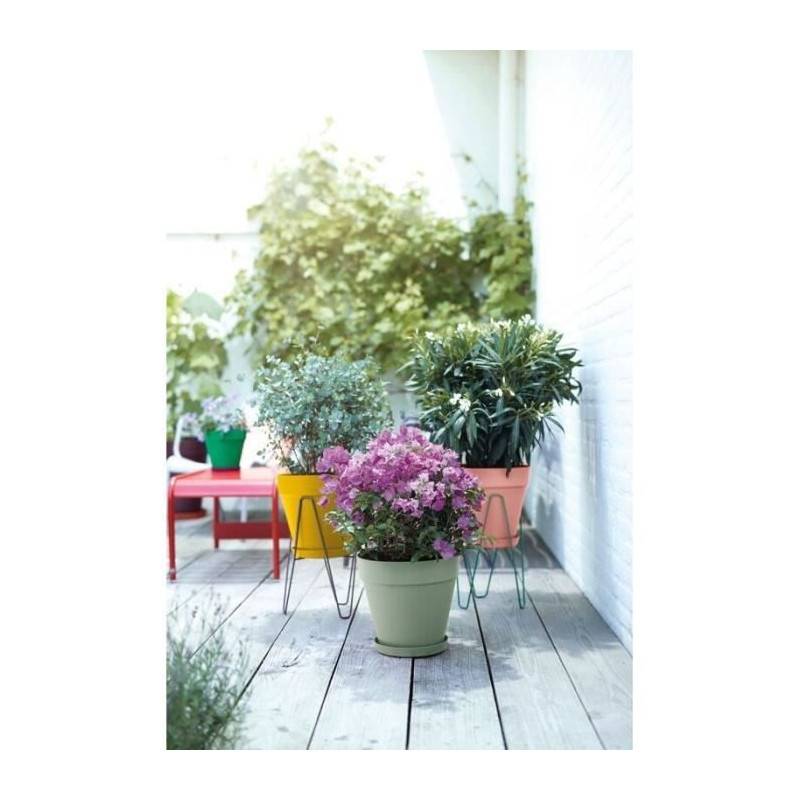 Elho - Pot De Fleurs Rond Loft Urban - Plastique - Percé - Réservoir - Avec Roulettes - ø40 - Vert - Imagen 6
