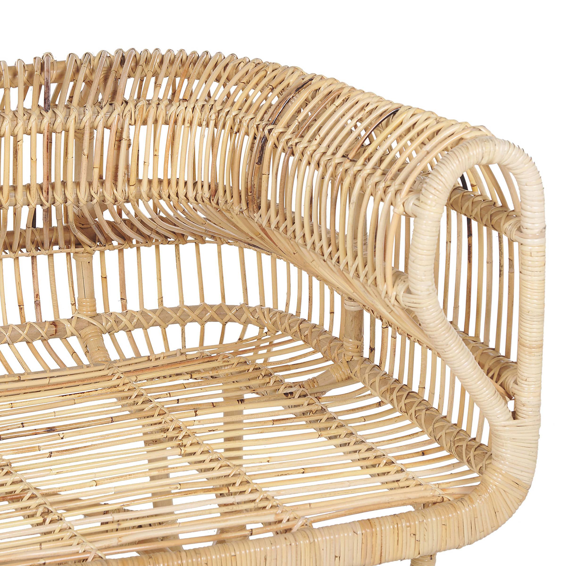 Beliani - Banquette Canapé 2 Places en Rotin Naturel avec Accoudoirs Décoratifs et Coussins Beiges Salon ou Jardin au Style Boho et Rustique - Imagen 7