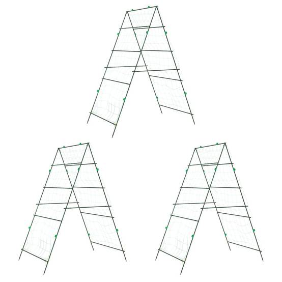 Grillage de jardin - Clôture à treillis - Treillis de jardin pour plantes grimpantes 3 pcs forme A acier - Image 1