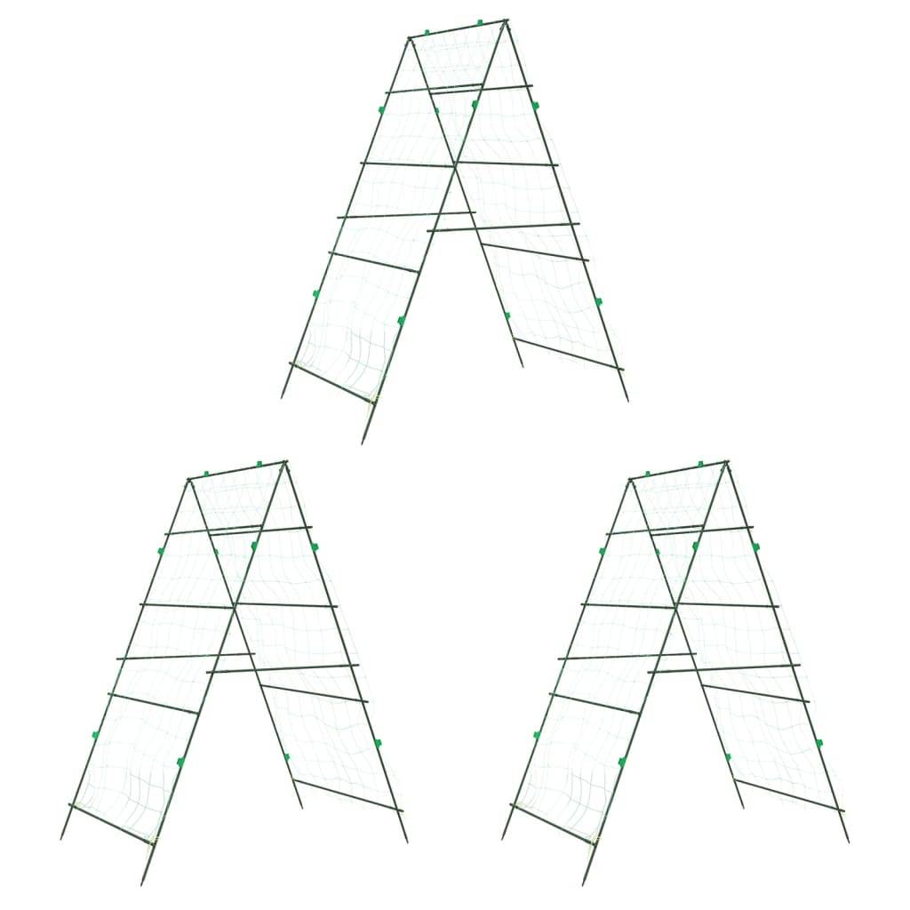 Maison Chic - Grillage de jardin - Clôture à treillis - Treillis de jardin pour plantes grimpantes 3 pcs forme A acier