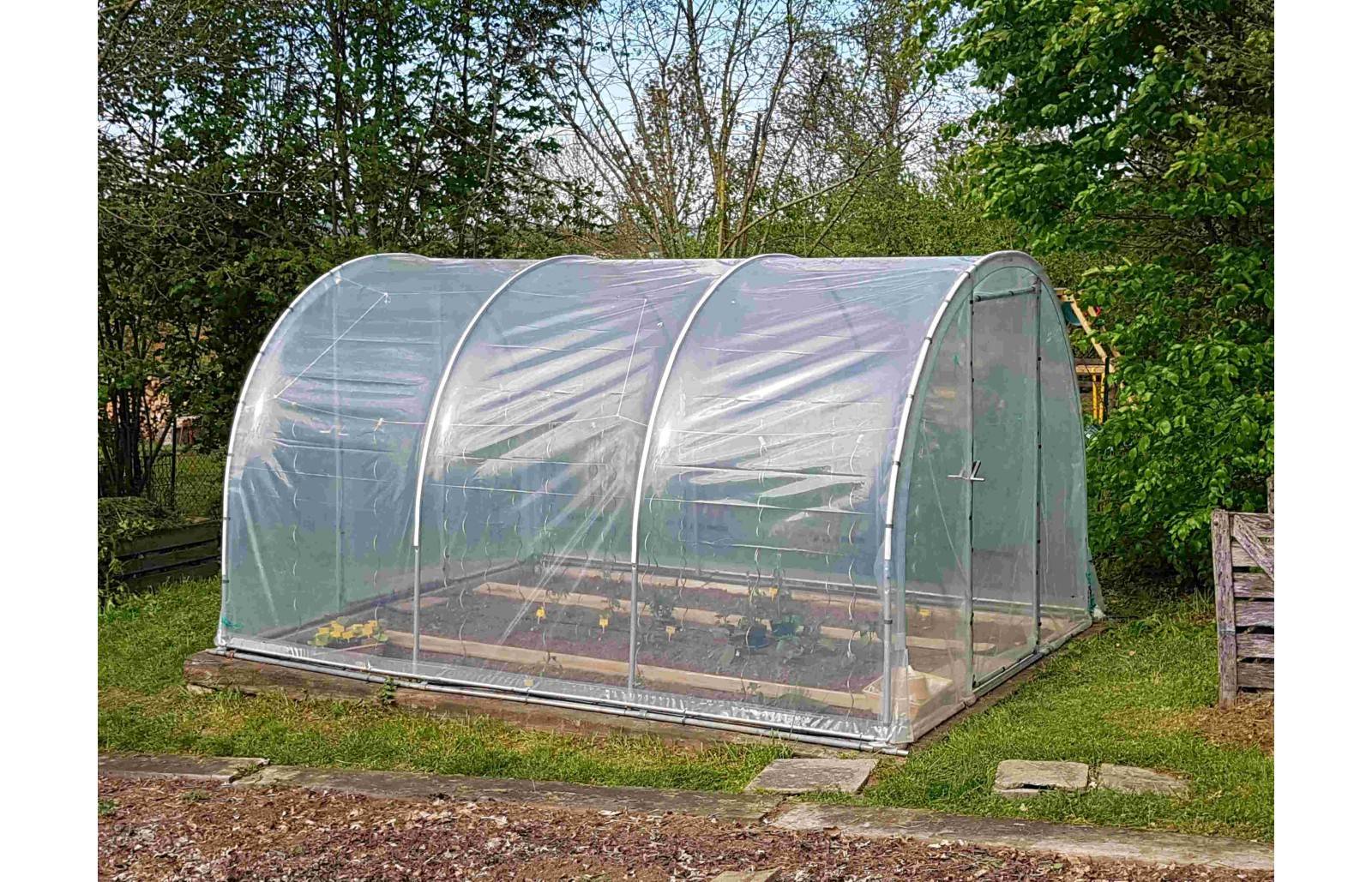 Serre tunnel de jardin - 12m² - 3 x 4 m - pieds arrondis - polyéthylène haute densité - 2 portes pivotantes - LES SERRES TONNEAU - Image 4