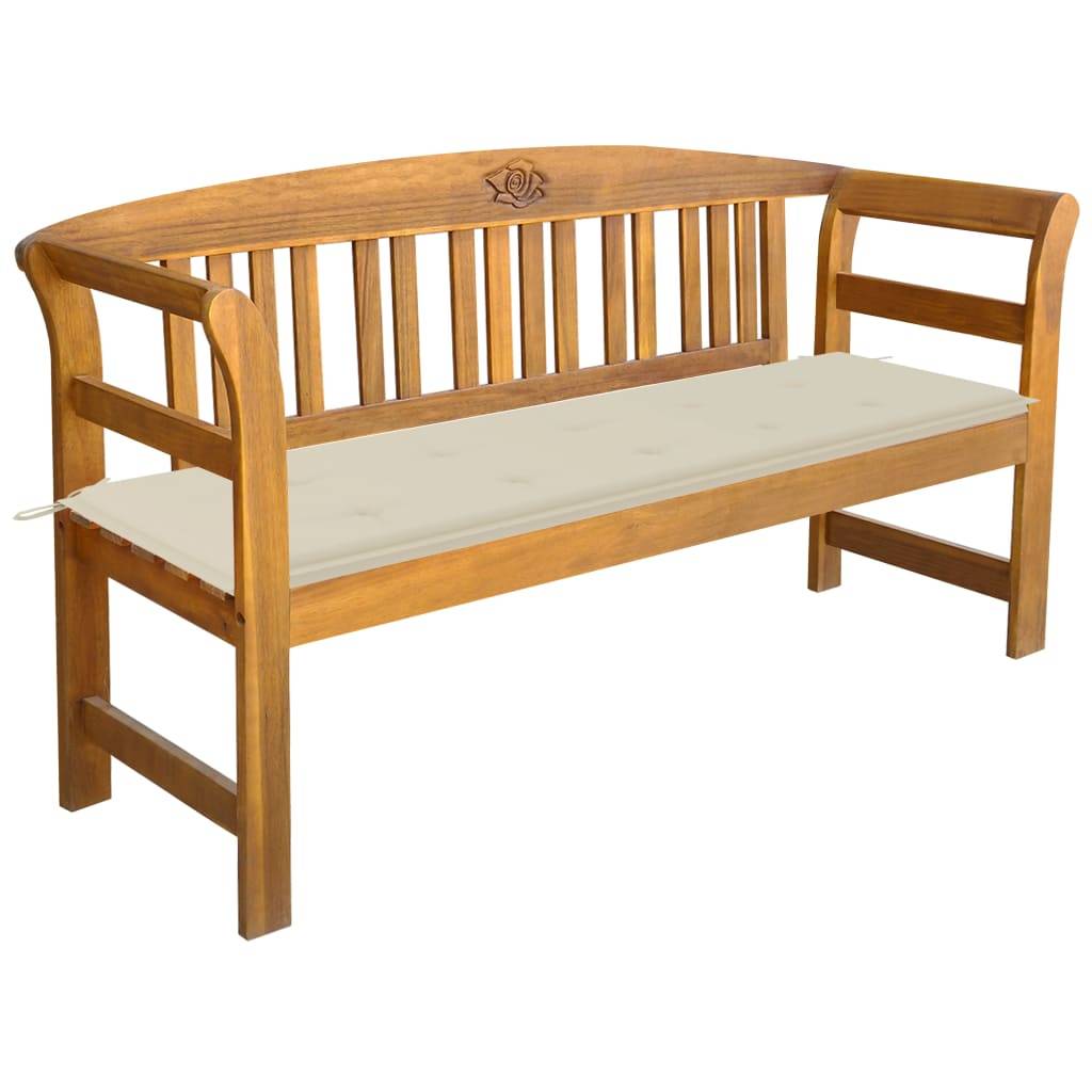 Helloshop26 - Banc de jardin meuble de patio d'extérieur terrasse avec coussin 157 cm bois d'acacia massif - Imagen 1