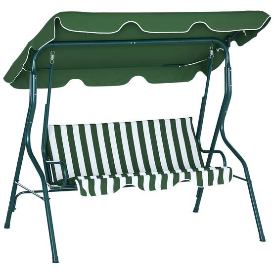 Balancelle jardin 3 places métal terrasse toit réglable imperméable 170x110x153cm vert - ComfortXL Outdoor Living - Image 1