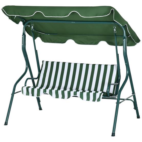 Balancelle jardin 3 places métal terrasse toit réglable imperméable 170x110x153cm vert - ComfortXL Outdoor Living - Image 2