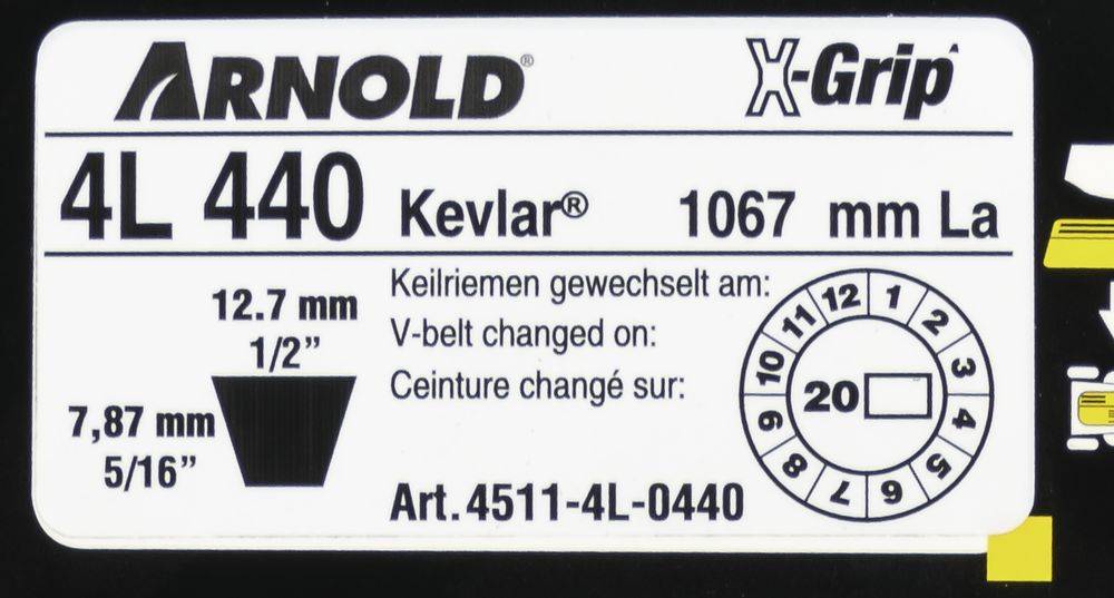 Arnold - Courroie trapézoïdale X-Grip V de type 4L440 Arnold - Imagen 2