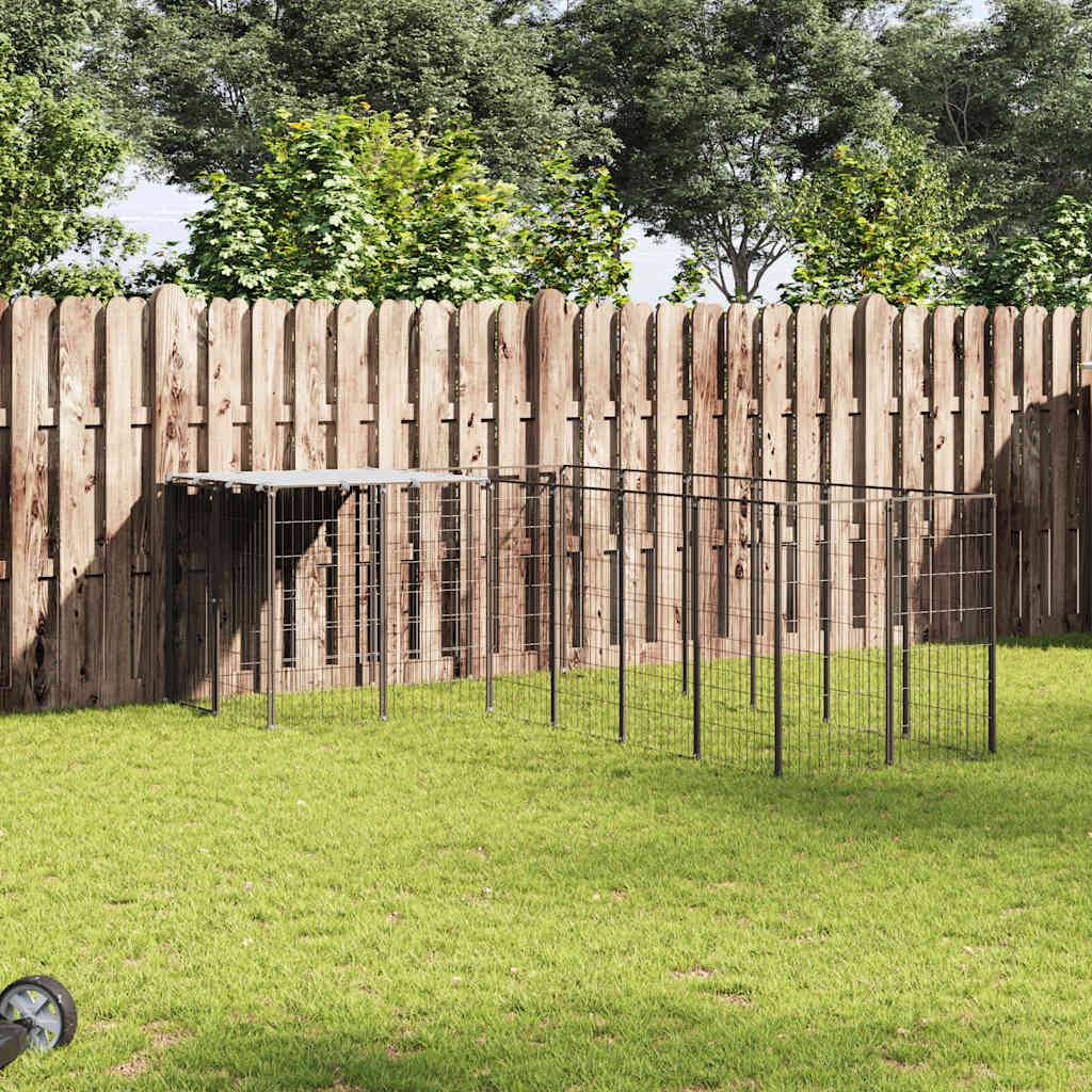 Vidaxl - Chenil Noir 4,84 m² Acier vidaXL 3082211 - Imagen 1