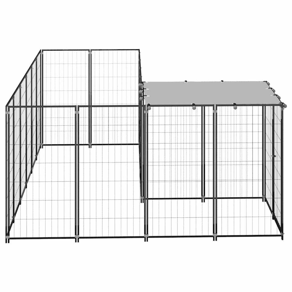 Vidaxl - Chenil Noir 4,84 m² Acier vidaXL 3082211 - Imagen 5