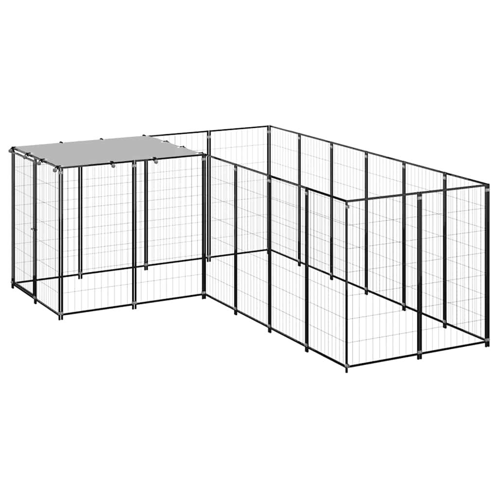 Vidaxl - Chenil Noir 4,84 m² Acier vidaXL 3082211 - Imagen 2
