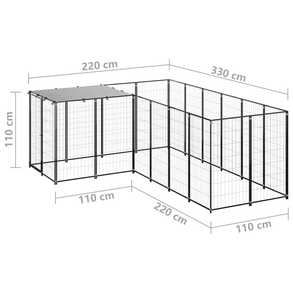 Vidaxl - Chenil Noir 4,84 m² Acier vidaXL 3082211 - Imagen 3