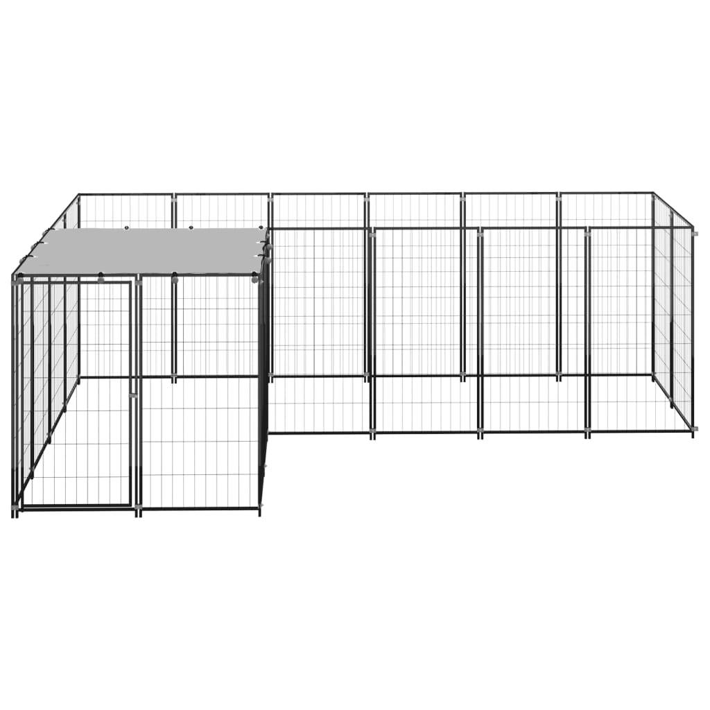 Vidaxl - Chenil Noir 4,84 m² Acier vidaXL 3082211 - Imagen 7