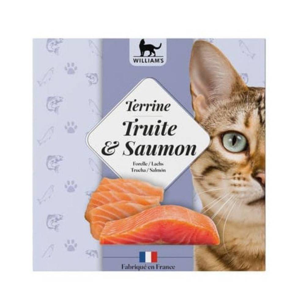 Sans Marque - Terrine pour chat truite et saumon sans céréales William's - 80 g