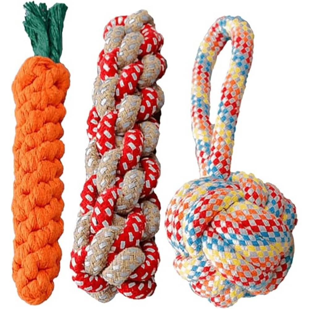 DtopbuyAge - Lot 3 Jouets Corde Durables Pour Chiens Orange