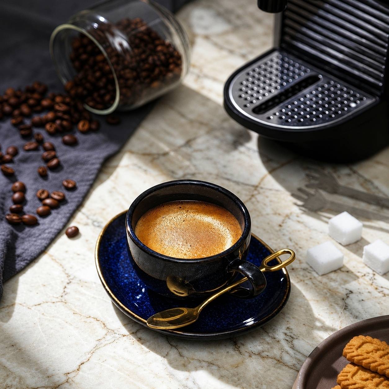 Set de 6 Tasses à Café en Céramique avec Sous-tasses Cuillères et Support Métal - Image 6