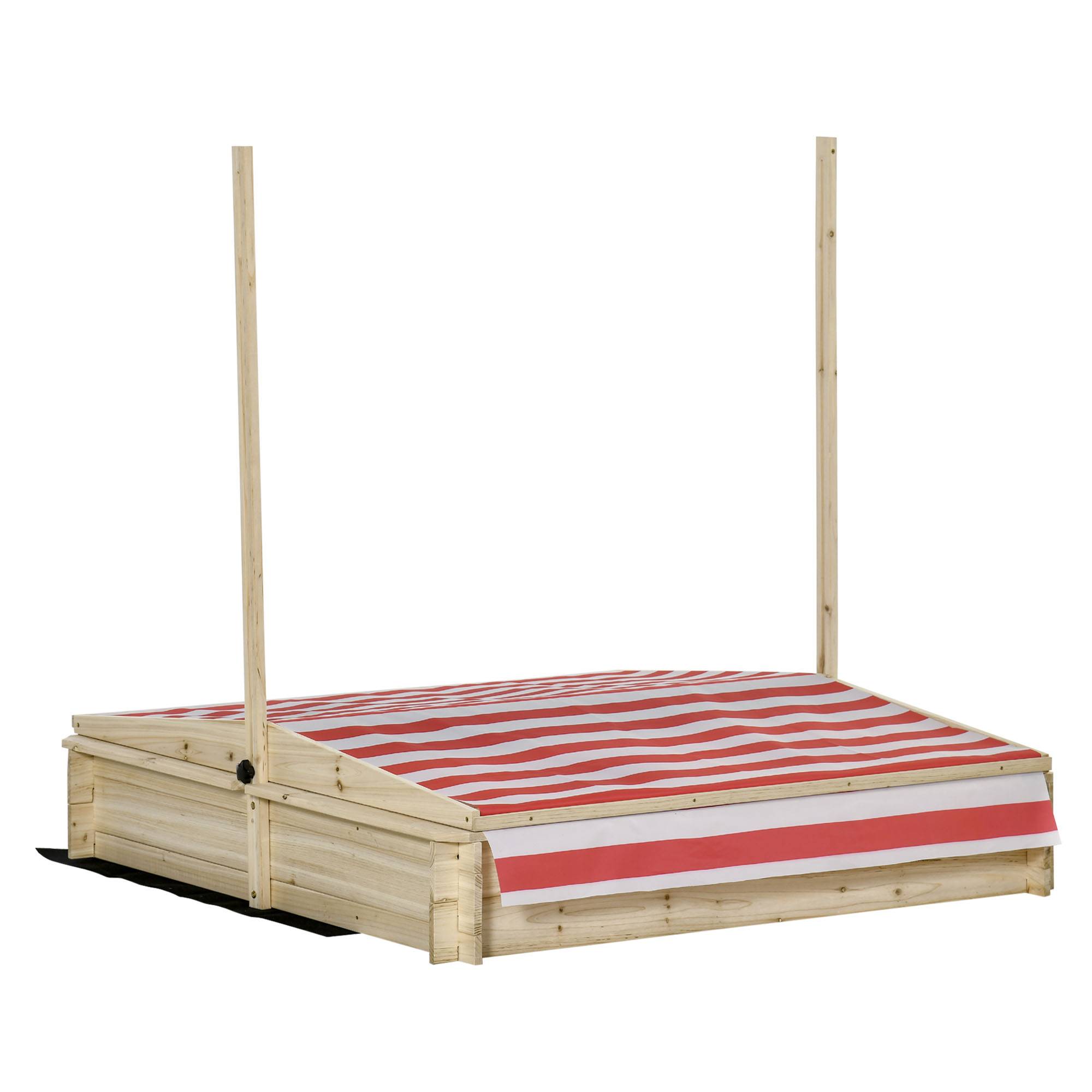 Bac à Sable Bois carré dim. 1,18L x 1,18l x 1,18H m - Hauteur, Inclinaison Toit réglables, refermable - 2 bacs - Bois Sapin Autoclave - Image 9