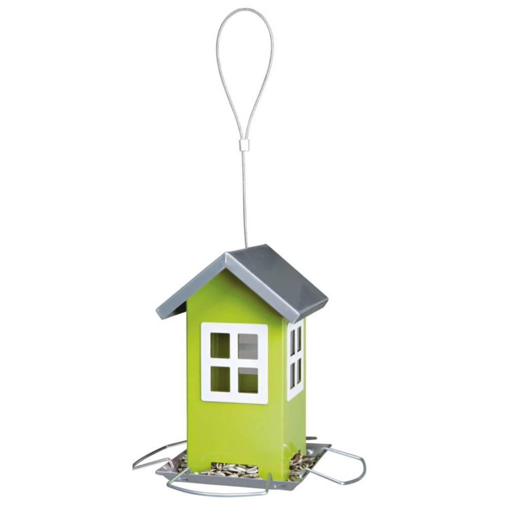 animallparadise - Mangeoire maisonnette verte, à suspendre hauteur: 19 cm , pour oiseaux. - Imagen 2