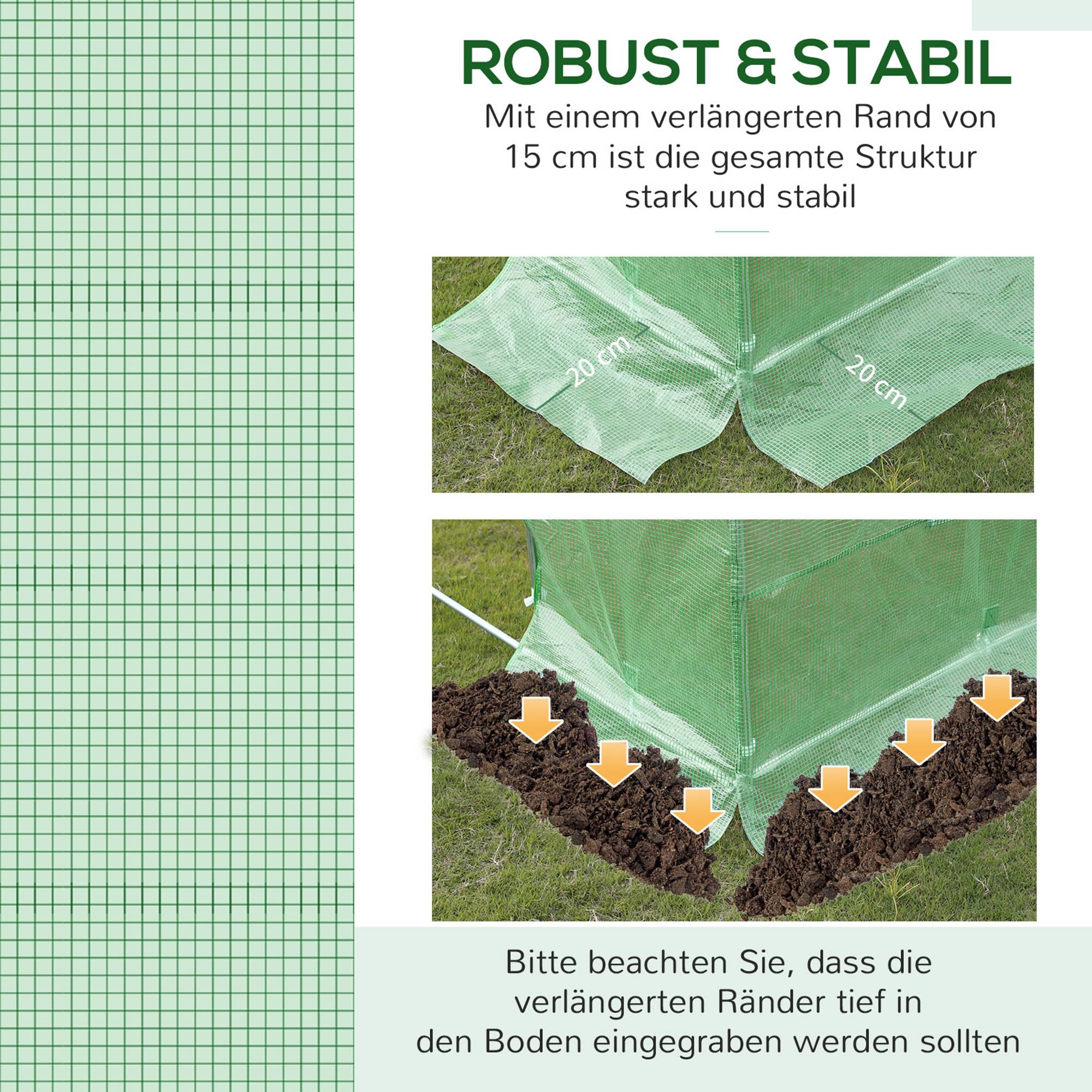 Bâche Rechange Serre Tunnel 9m² PE Jardin Anti-UV 6 Fenêtres 300x300x200cm Vert - ComfortXL Outdoor Living - Image 5