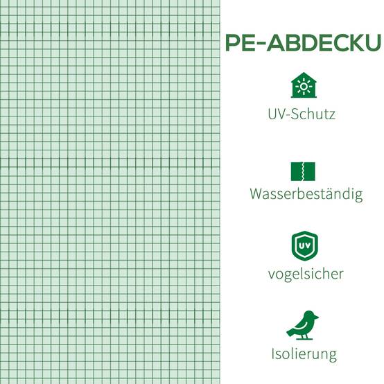 Bâche Rechange Serre Tunnel 9m² PE Jardin Anti-UV 6 Fenêtres 300x300x200cm Vert - ComfortXL Outdoor Living - Image 6