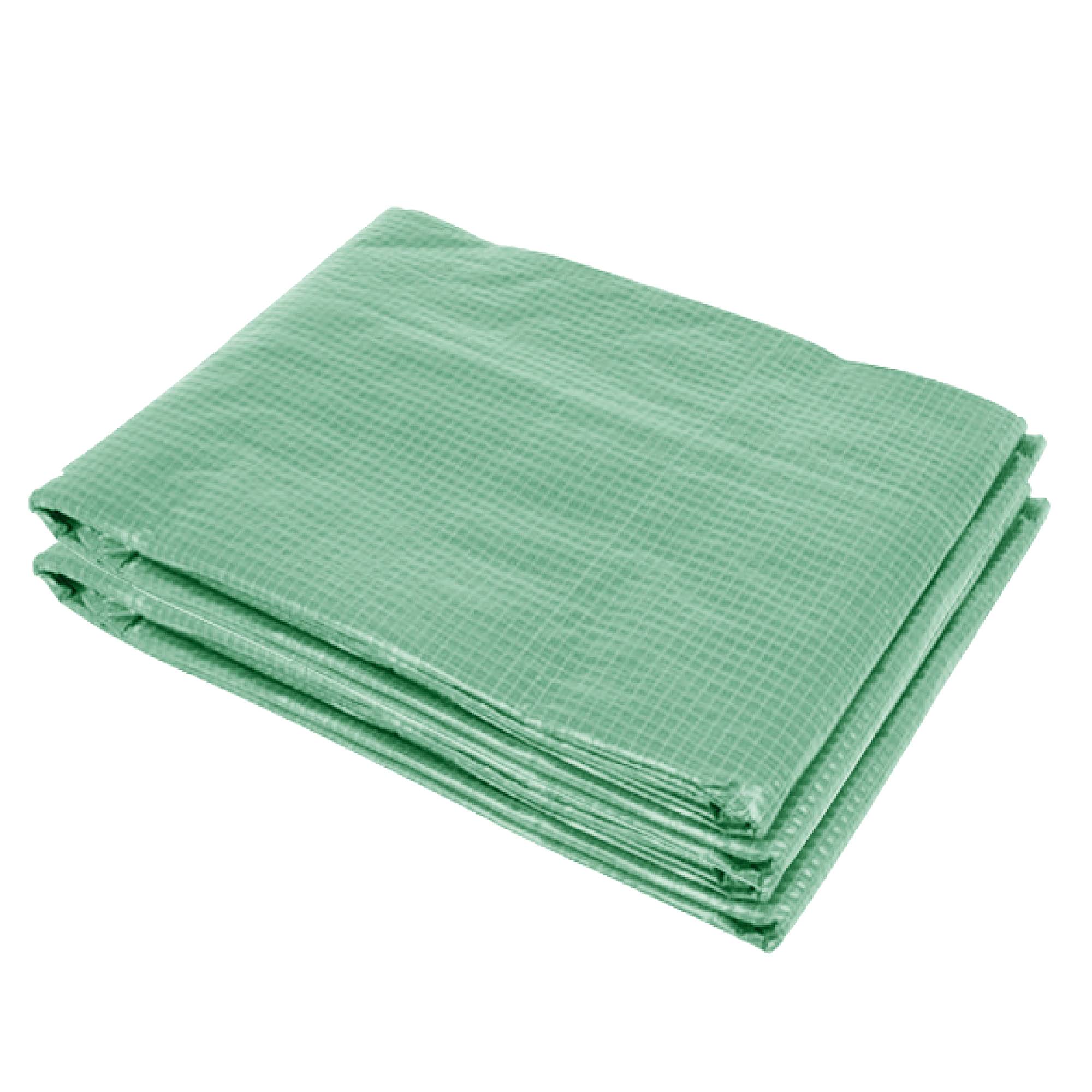 Bâche Rechange Serre Tunnel 9m² PE Jardin Anti-UV 6 Fenêtres 300x300x200cm Vert - ComfortXL Outdoor Living - Image 2
