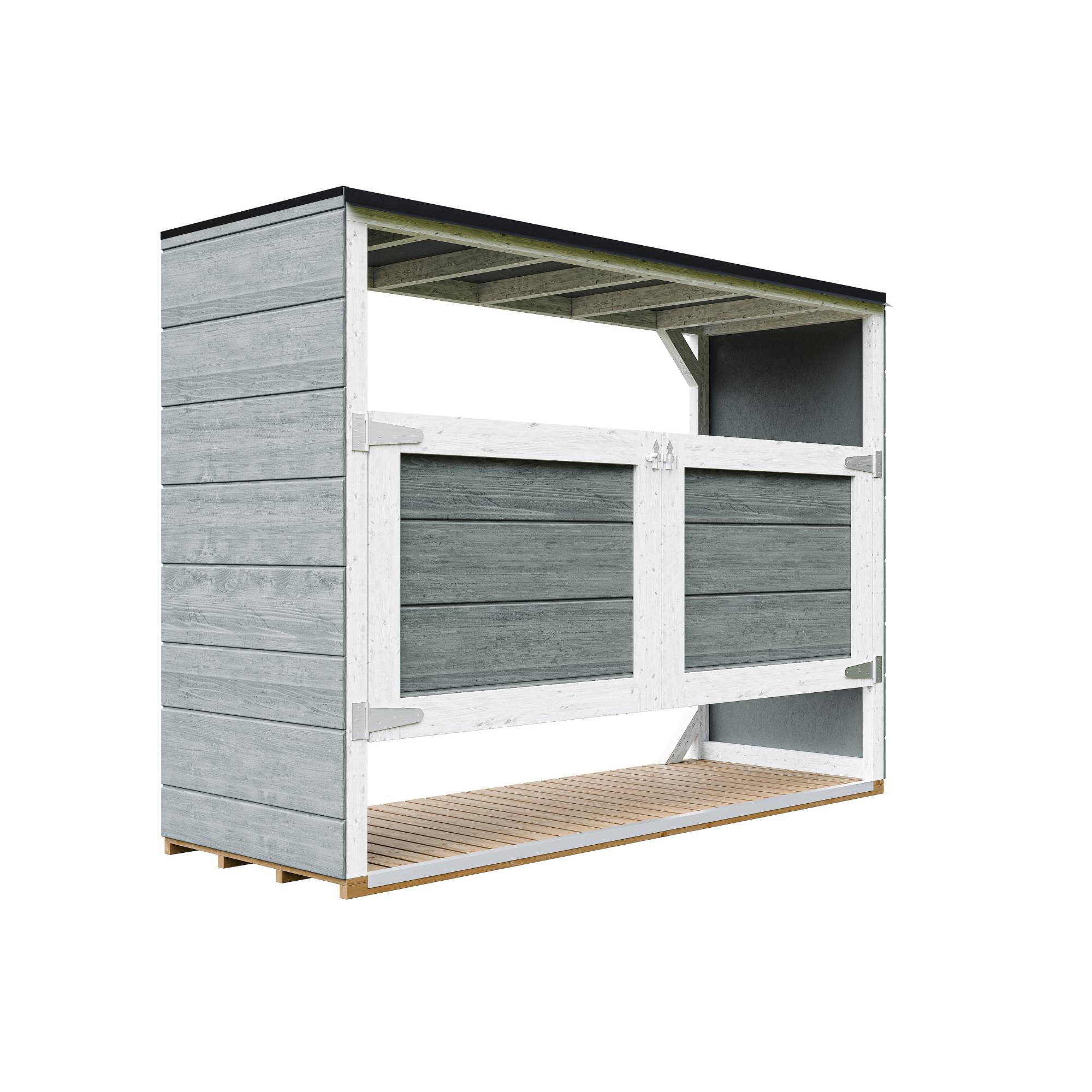 Timbela - Abri de jardin pour poubelles, Cache poubelle extérieur 1,62 m² / 3x240L - Timbela M982A-CAVERN STEEL - Image 2
