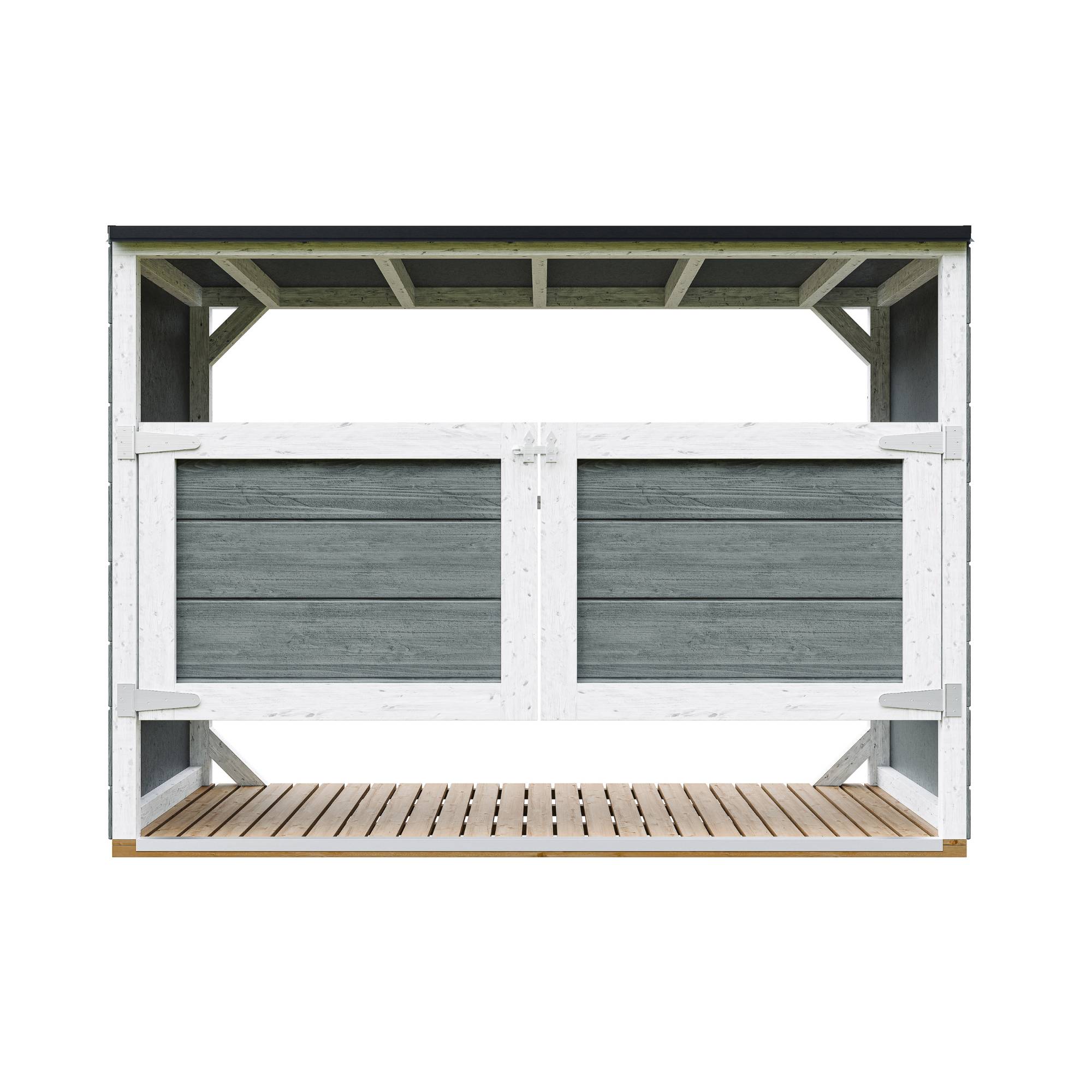 Timbela - Abri de jardin pour poubelles, Cache poubelle extérieur 1,62 m² / 3x240L - Timbela M982A-CAVERN STEEL - Image 1