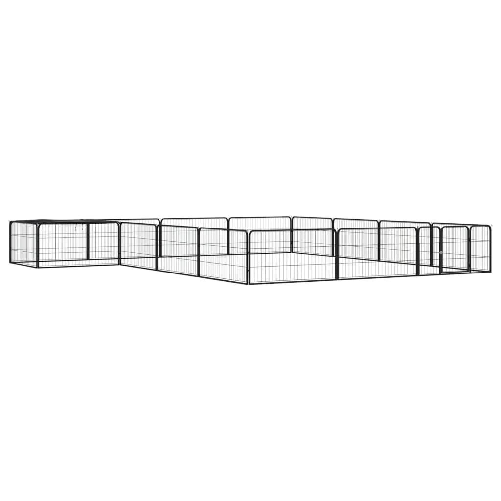 Vidaxl - Parc pour chien 16panneaux Noir 100x50cm Acier enduit de poudre vidaXL 3115978 - Imagen 1