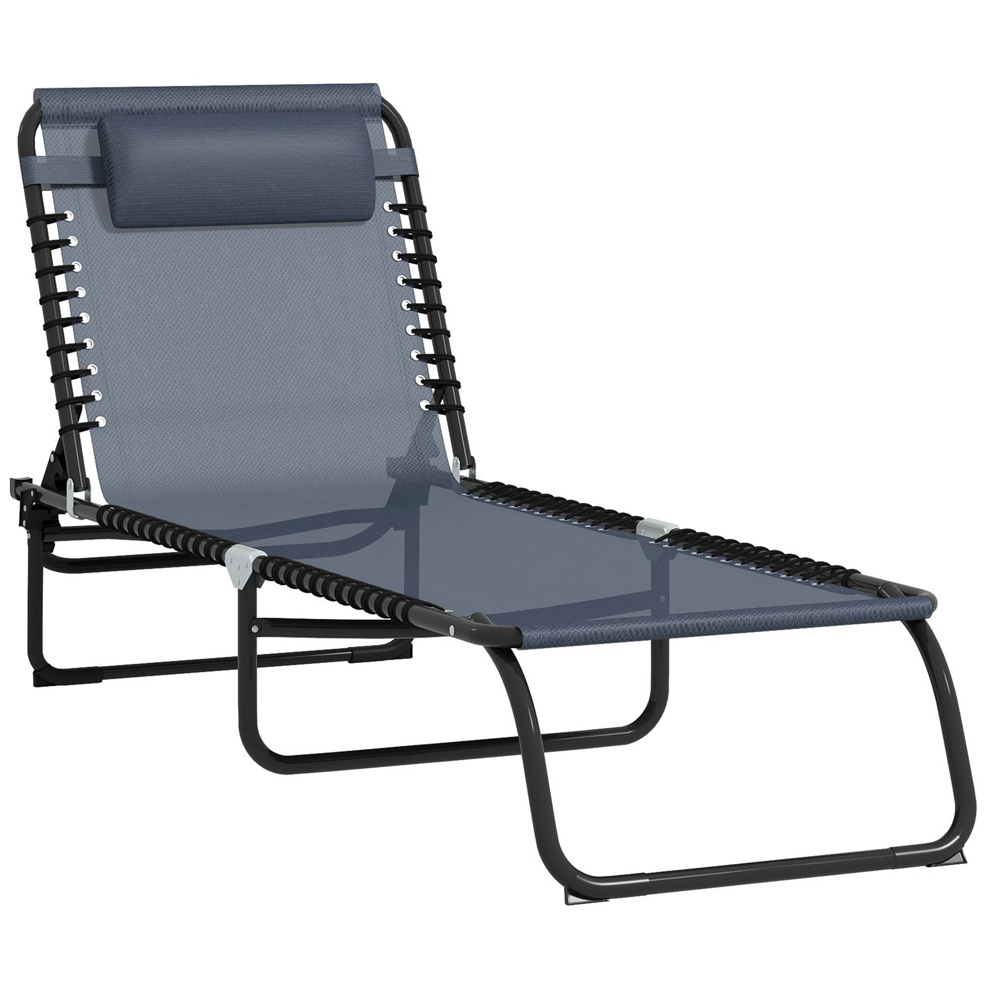 Maison Chic - Bain de Soleil transat Pliable Dossier inclinable Multi-Positions - 189x58x30cm Acier Gris fr116 - Image 1