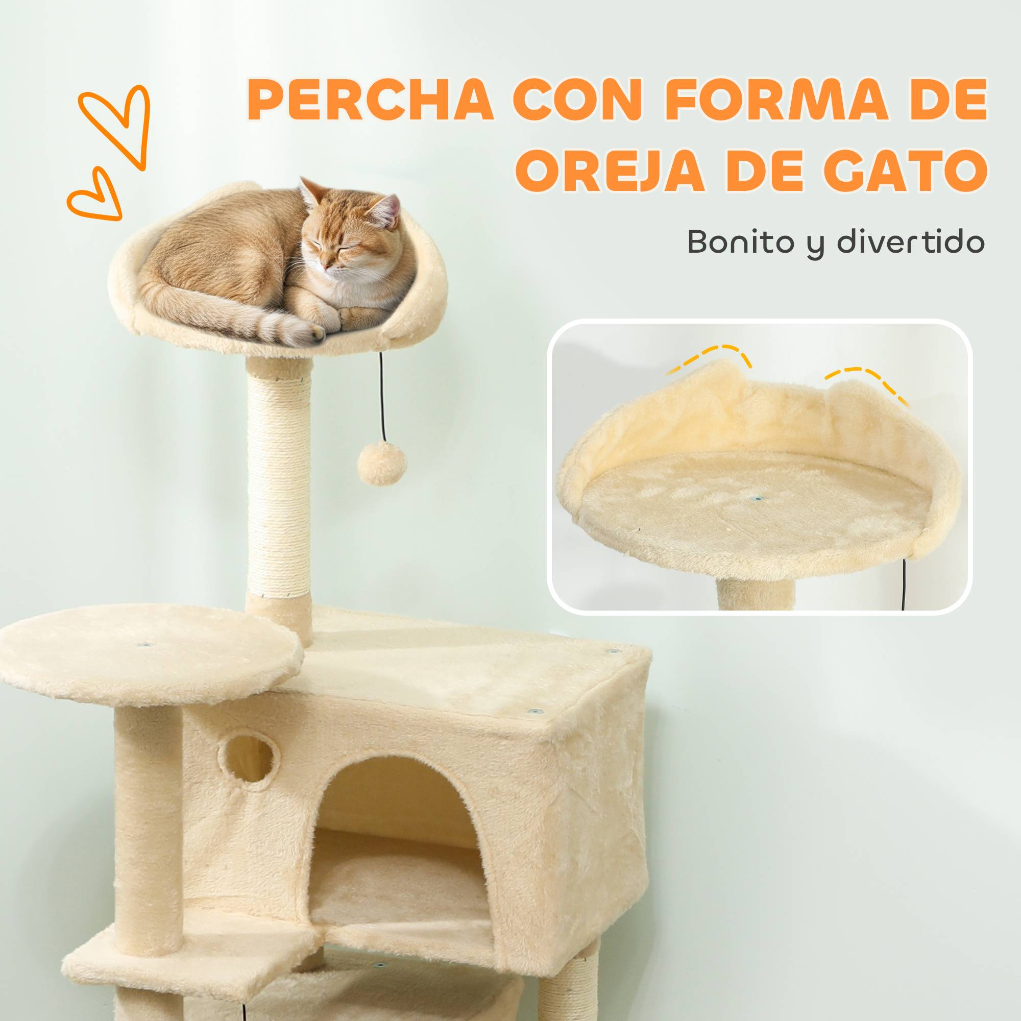 Arbre à Chat 140cm avec 2 Niches Douillettes Hamac et Échelle d'Accès Beige - ComfortXL Outdoor Living - Image 7