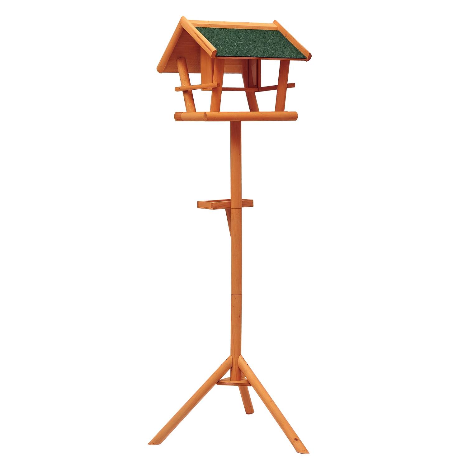 Grande mangeoire oiseaux sur pied bois massif toit incliné abri jardin 150cm marron - ComfortXL Outdoor Living - Image 1