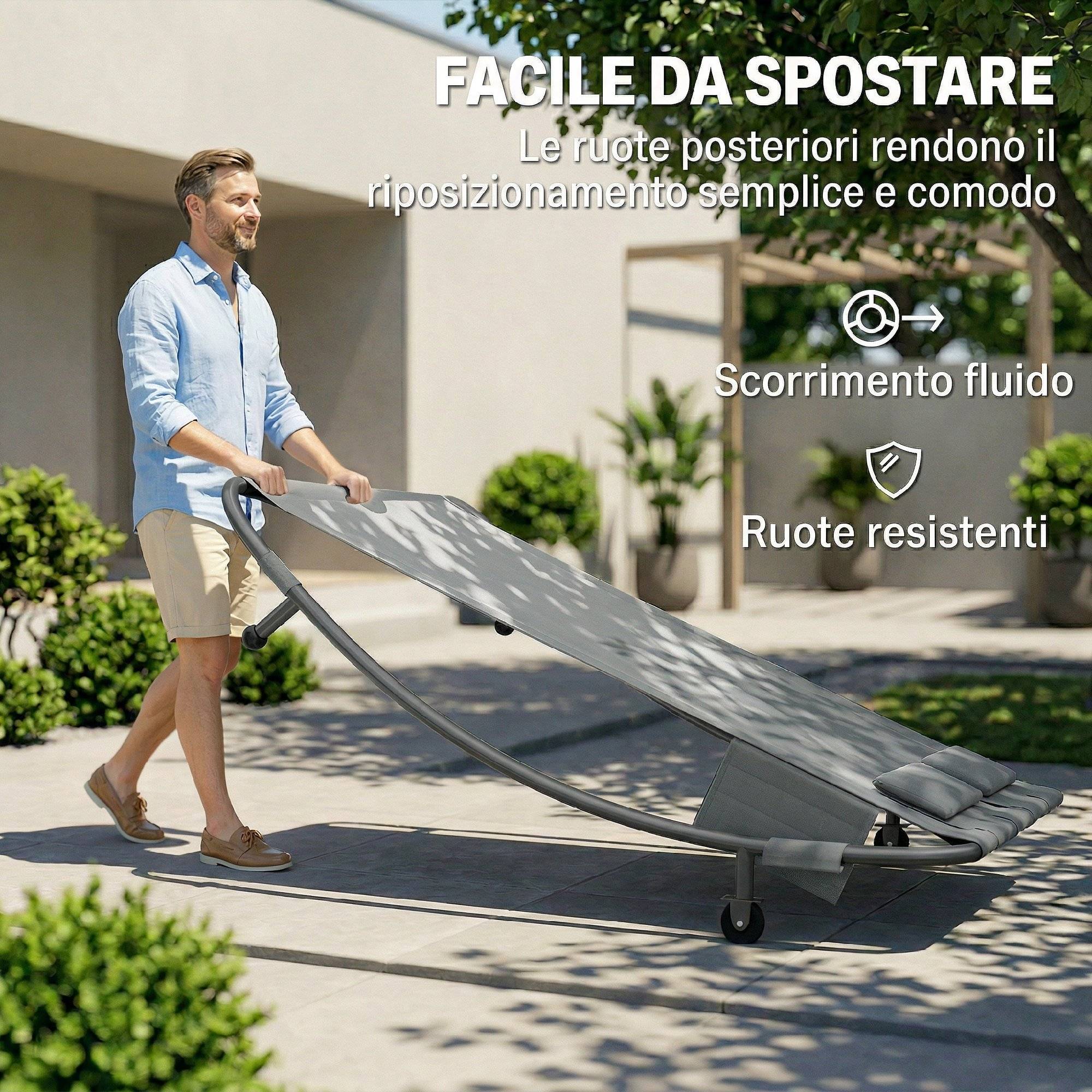 Lit de bronzage double avec baldaquin amovible, roues, coussins et poches, 180x200x170 cm, gris - Image 9