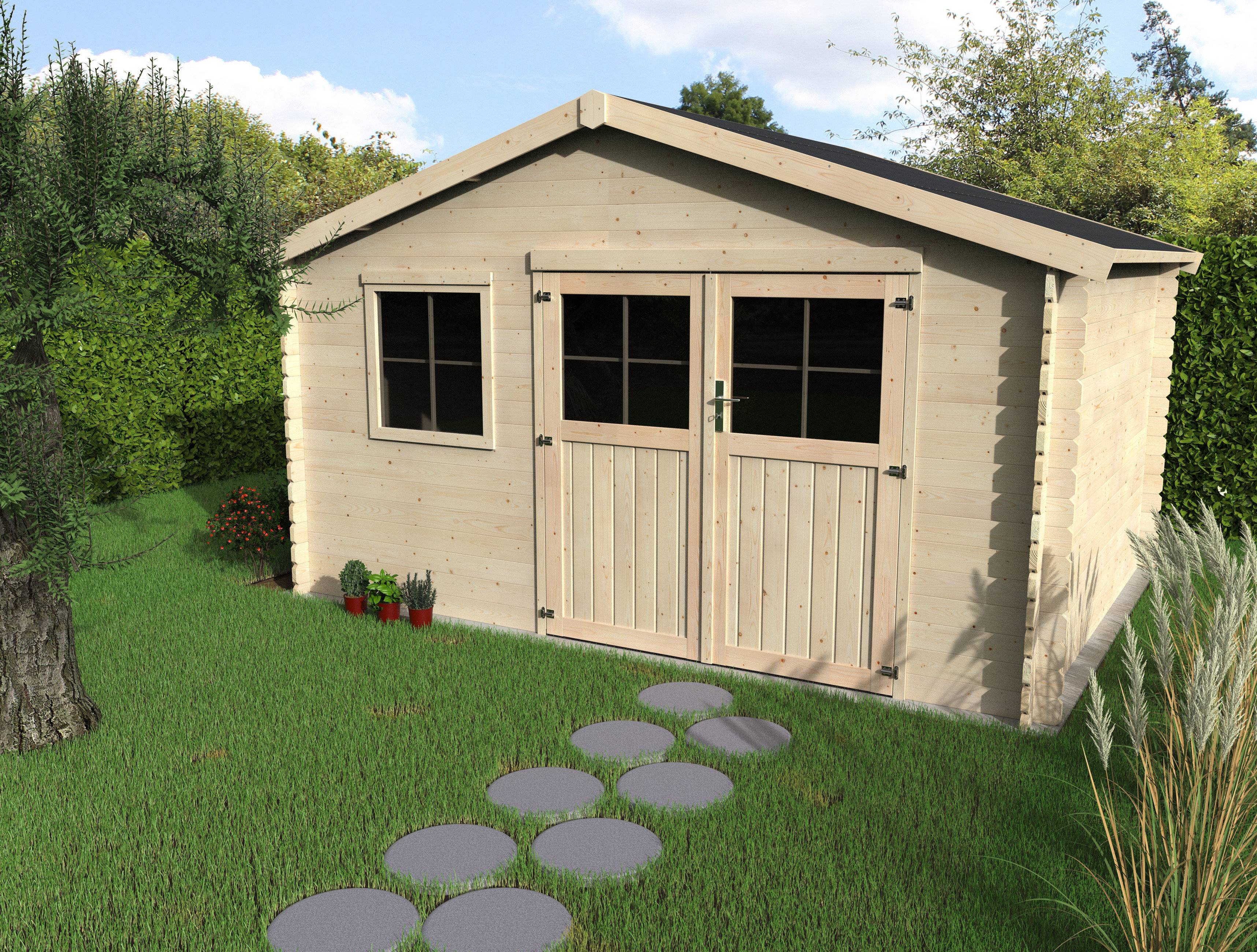 Decor et Jardin - ABRI DE JARDIN BOIS BORÉAL - 8.28 m² utile - 3.98x2.48 m - Ep. 28 mm - Couleur : naturel - Décor et Jardin - Image 2