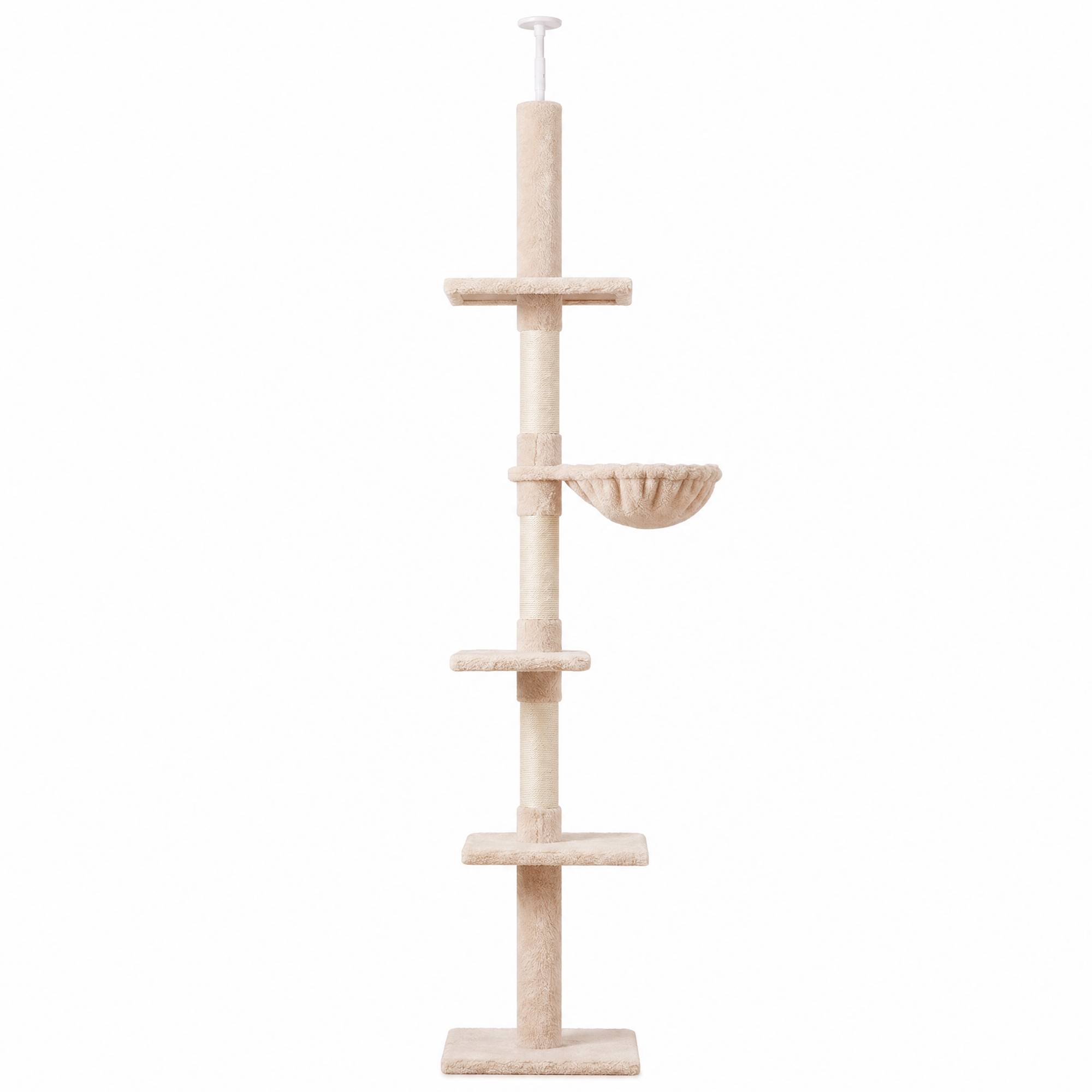 Arbre à grimper plafond particules pour chats 5 niveaux activités 260cm beige - ComfortXL Outdoor Living - Image 2