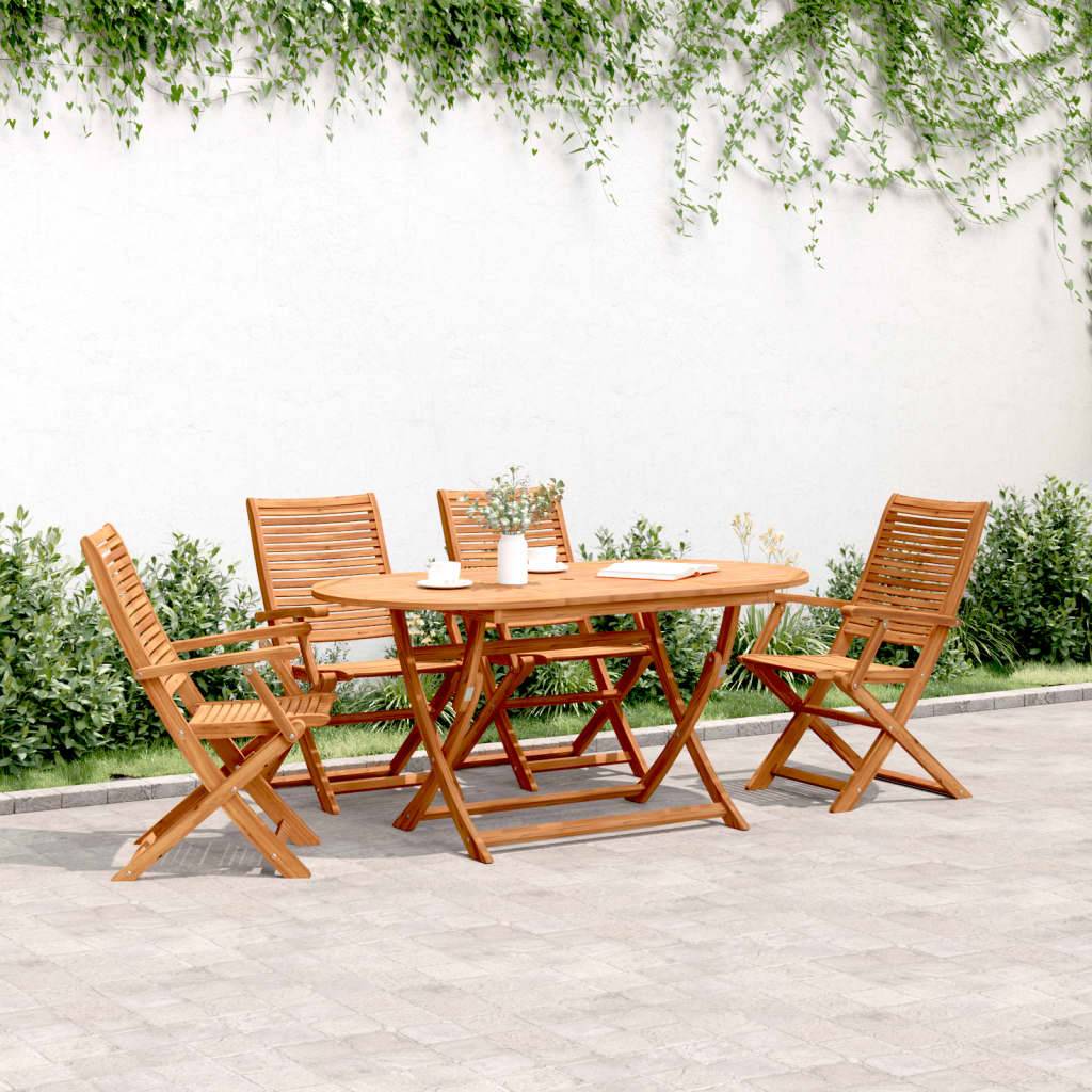 Chaises de jardin pliantes lot de 4 bois d'acacia naturel 57 x 66 x 95 cm - PANGIVO - Image 1