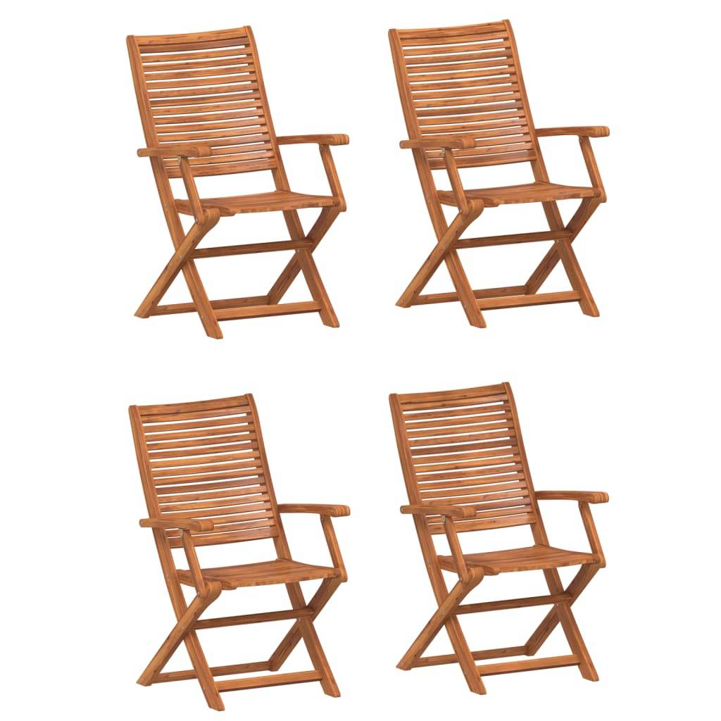 Chaises de jardin pliantes lot de 4 bois d'acacia naturel 57 x 66 x 95 cm - PANGIVO - Image 2