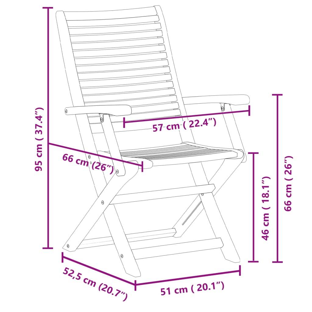 Chaises de jardin pliantes lot de 4 bois d'acacia naturel 57 x 66 x 95 cm - PANGIVO - Image 9