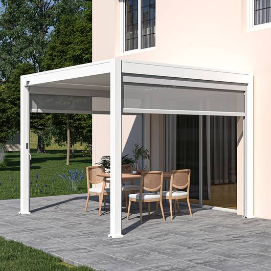 Ombrea - Pergola bioclimatique Ombréa autoportante VS 3x3M Blanc + 1 store - Image 1