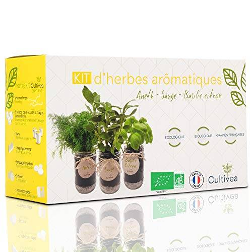 Kit Prêt à Pousser d’Herbes Aromatiques -  Jardin potager d’intérieur (Aneth, Sauge, Basilic Citron) - CULTIVEA®