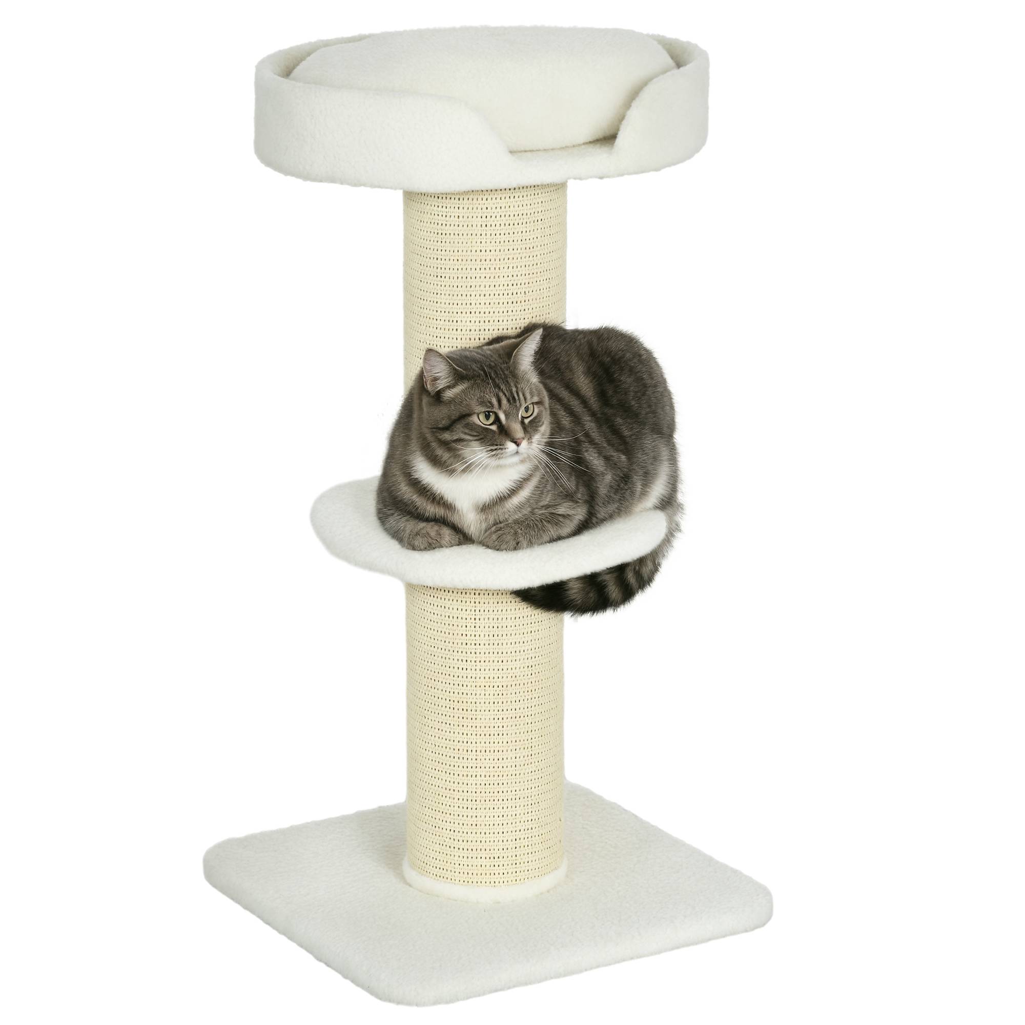 Arbre à chat panneaux de particules intérieur poteaux griffoirs épais 45x45x91cm crème - ComfortXL Outdoor Living - Image 1