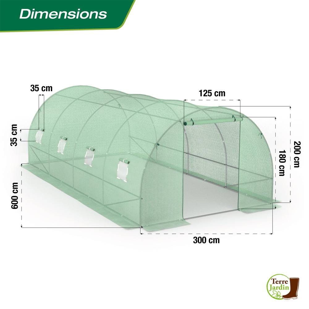 Terre Jardin - Serre tunnel de jardin - 18 M² en polyéthylène Renforcée - TERRE JARDIN - Image 3