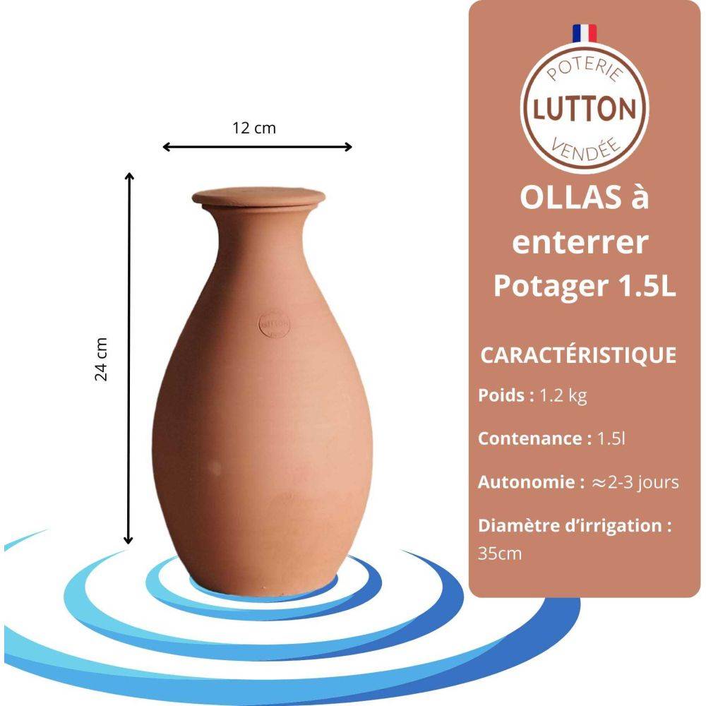 Ollas Lutton - Ollas para enterrar en arcilla Huerto 1.5 litros - Imagen 3