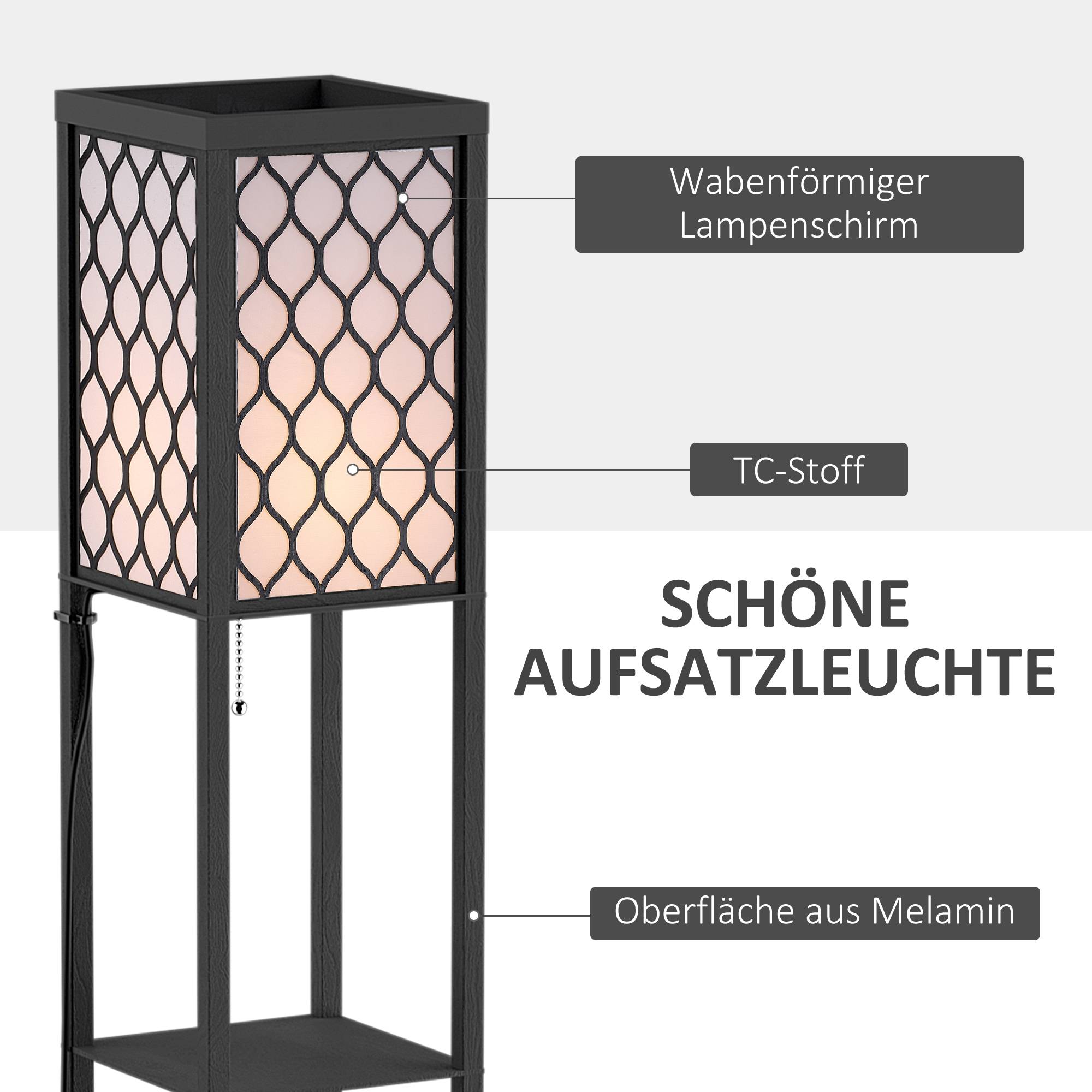 Lampadaire pour salon avec étagère, lampe sur pied avec douille E27 pour salon/chambre, ampoule non incluse. - Image 6