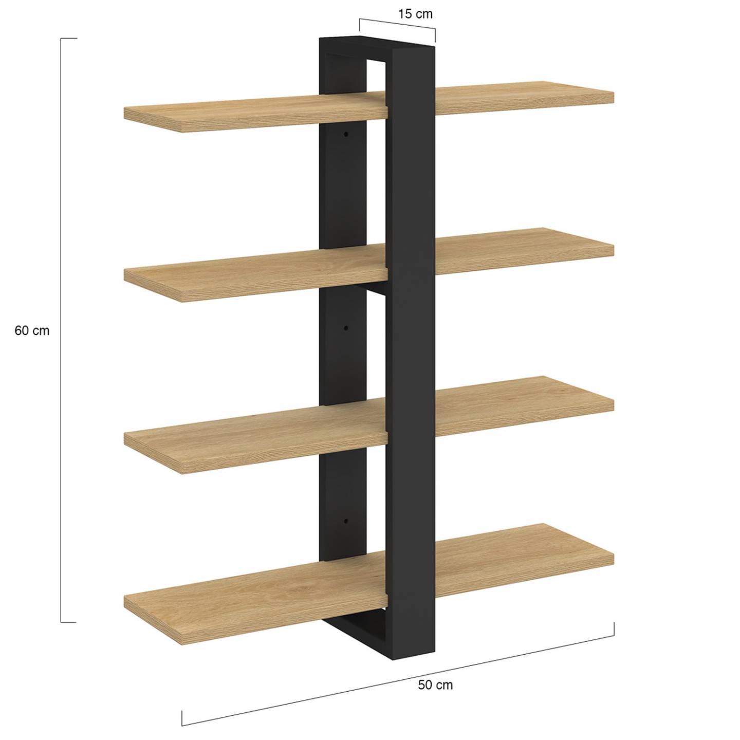 IDMARKET - Etagère murale avec étagères coulissantes ORA 4 niveaux façon hêtre et noir - Image 4
